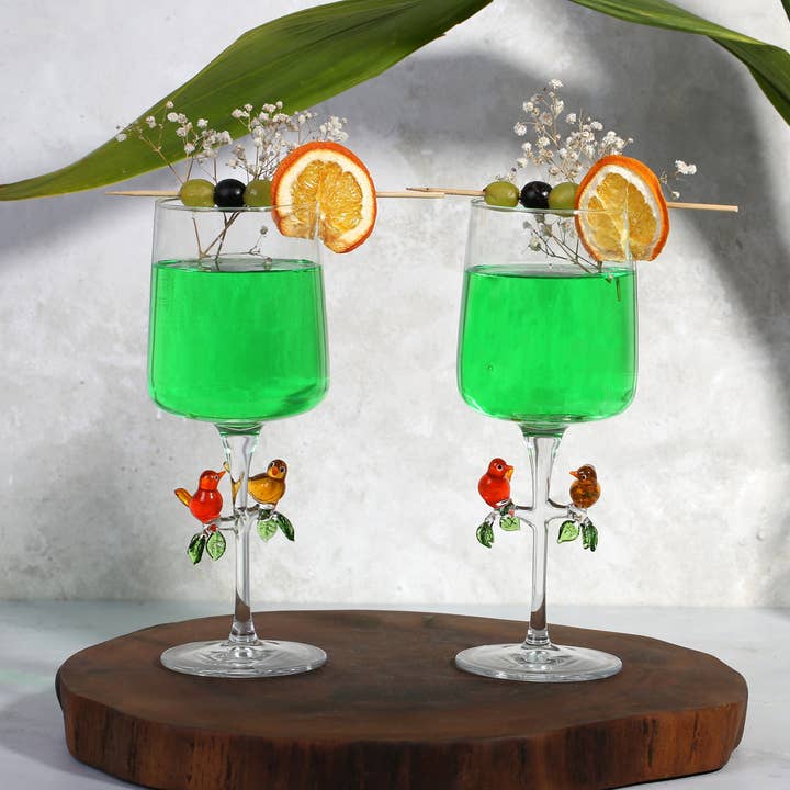 Pássaro na árvore conjunto de copos de vinho, copo de festa de casamento, whit... por atacado de Adamodart