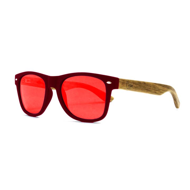 Lunettes de soleil 143 Way rouge avec verres rouges pour la vente par Castor Sunglasses