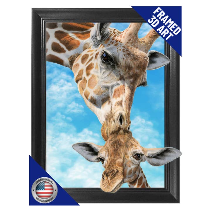 Lentics - Wholesale Art Print - Mom & Baby Giraffe Framed Poster Print 3D Lenticular Art