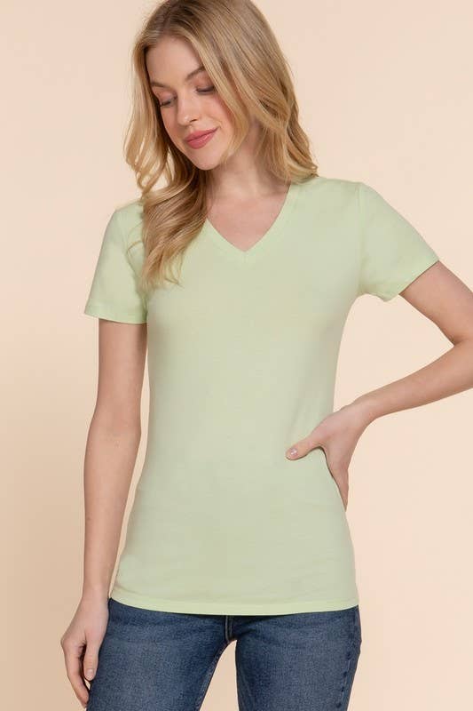 Active Basic | Active USA - Wholesale T-Shirt - Women's - Short Sleeve Cotton Jersey V-neck Top 24