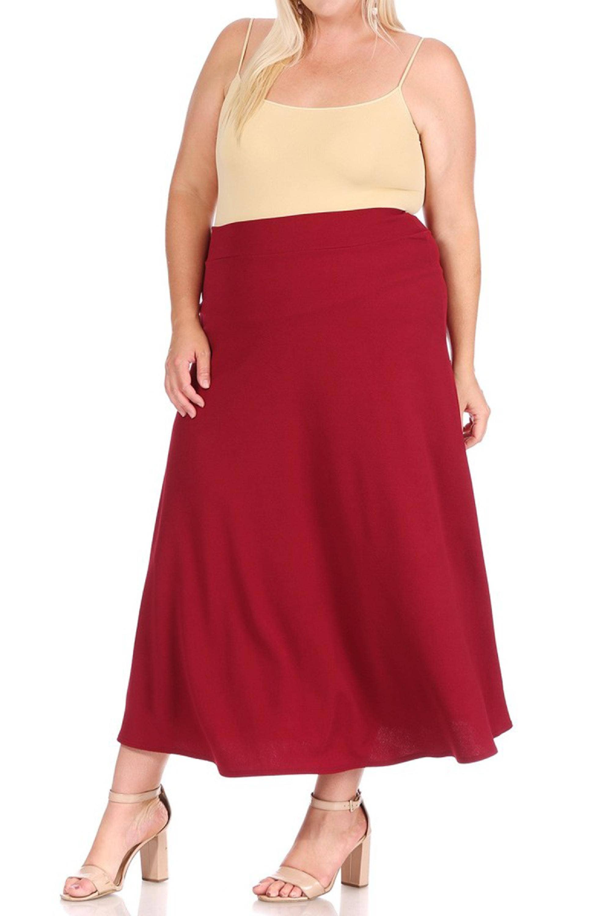MOA COLLECTION - Wholesale Skirt - Women's - Women's Plus Size Flare A-line Long Skirt1