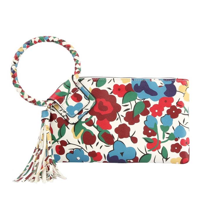 PinktownUSA - Wholesale Clutch Bag - Women's - Multi Color Floral Bangle Clutch