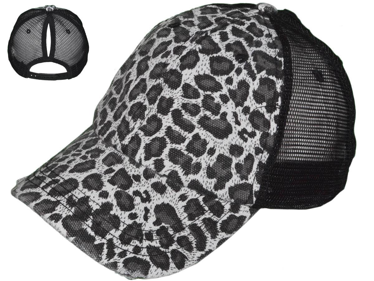 Buck Wholesale - Vendita all'ingrosso Cappello per coda di cavallo - Donna - Cappelli da camionista leopardati a coda di cavallo - Morbidi non strutturati, vintage8
