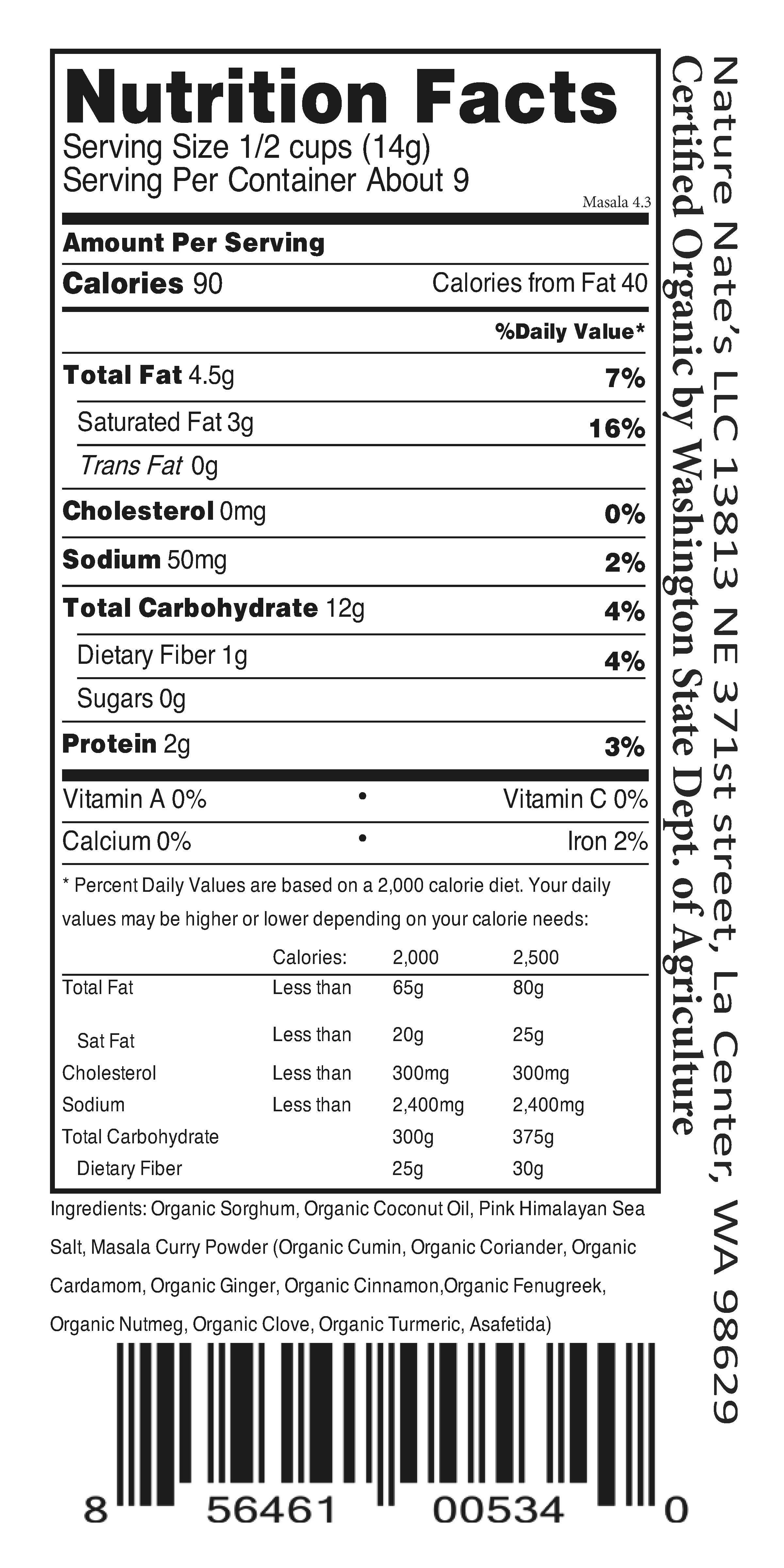 Nature Nate's LLC - Wholesale Gepofte snack - Gepofte Sorghum Masala2