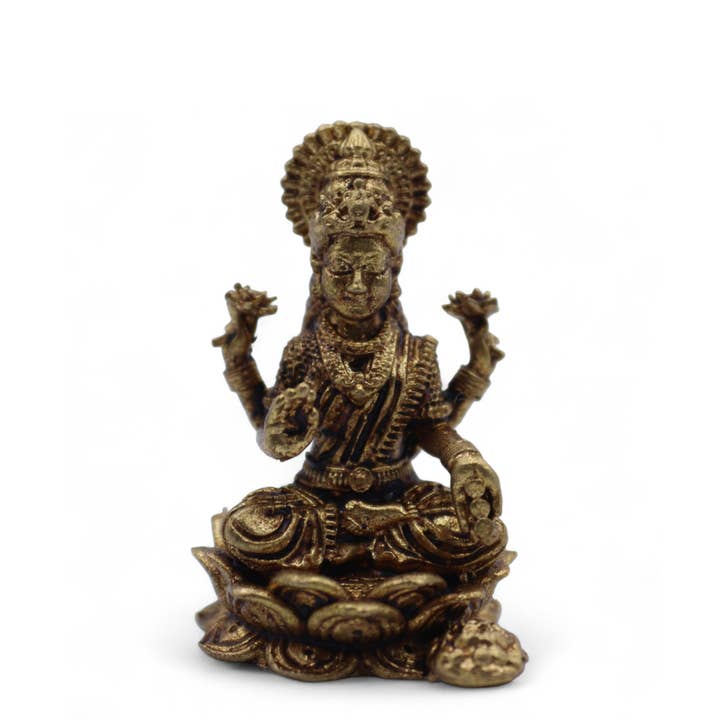 Dieux miniatures en laiton - Laxmi (11g) - 30 mm pour la vente par Ancient Wisdom