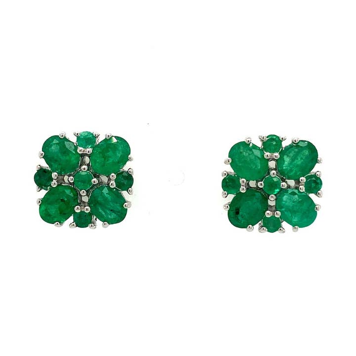 Emerald Earring in .925 Sterling Silver - KST 52849 for wholesale by Kotawala Jewels
