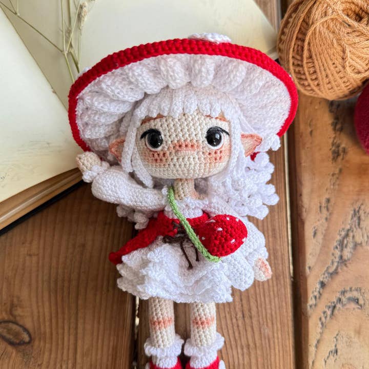 Cute Crochet Mushroom Girl Amanita, Lovely Amigurumi Doll for wholesale by TOMOPOD LLC