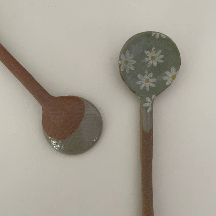 fort & field - Wholesale Table Spoon (Cutlery) - Flower print small handmade Japanese pottery tea spoon3