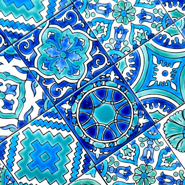 Dyari - Venta al por mayor Azulejos - Eau V 5 | Baldosa cerámica decorativa pintada a mano 4"x4" (10x10cm)