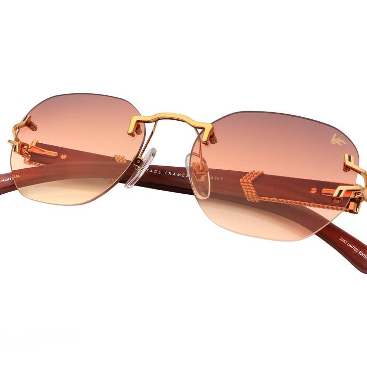 VF V-Decor XL Woods 24kt ouro/madeira escura (gradiente triplo marrom) por atacado de Vintage Frames Company