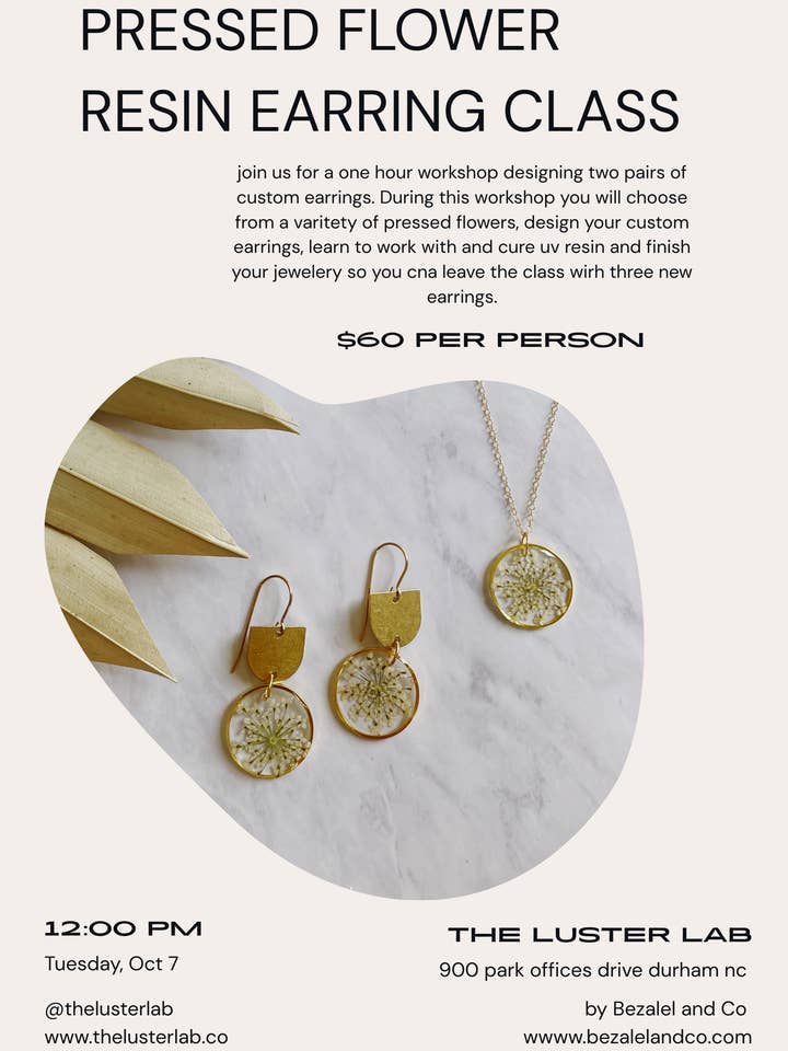 Lunch and Learn- Pressed Flower Earrings for wholesale by Bezalel and Co