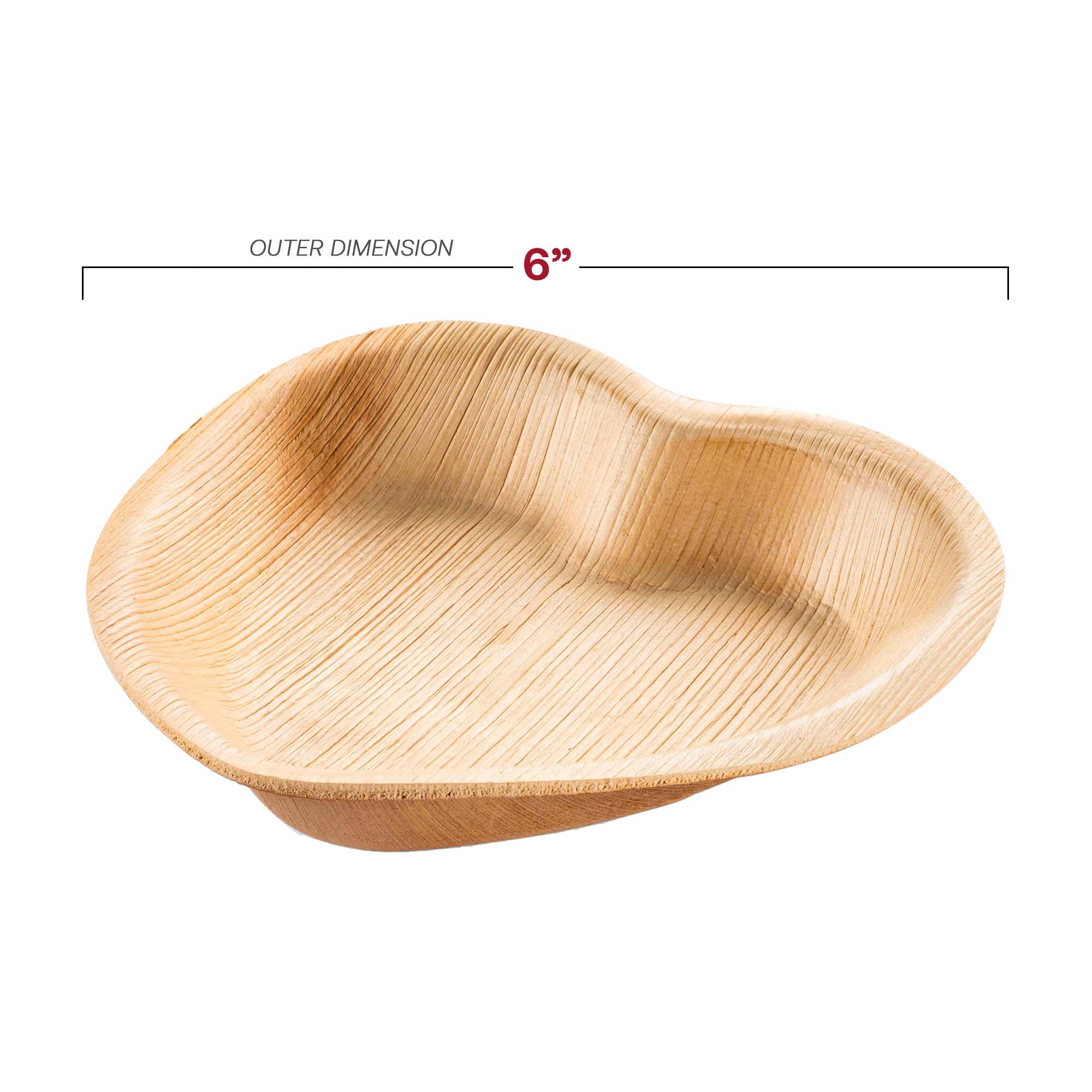 Smarty had a Party - Wholesale Salad Plate - 6" Heart Natural Palm Leaf Salad Plates - 100 pcs1