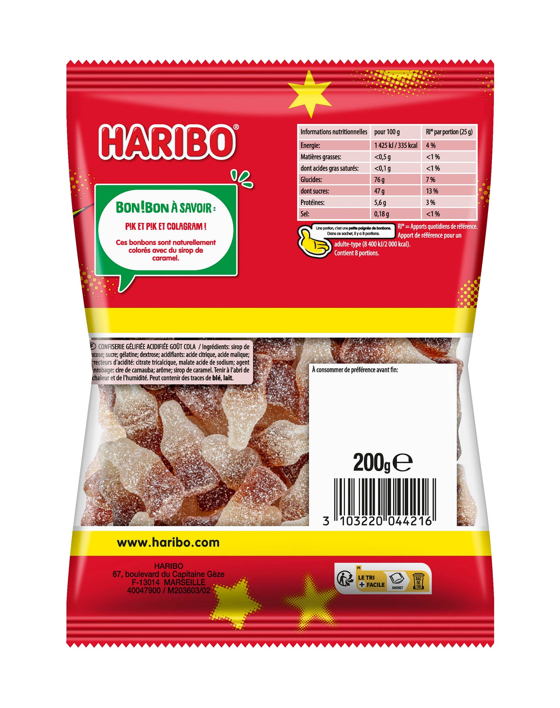 123bonbon – Großhandel Weingummi – HARIBO Happy Cola Pik - Beutel mit 120 g1