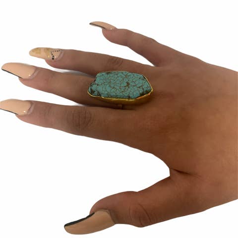 Harkiss Designs - Wholesale Single Stone/Solitaire Ring - Soldered Turq Indian Stone Ring Collection
