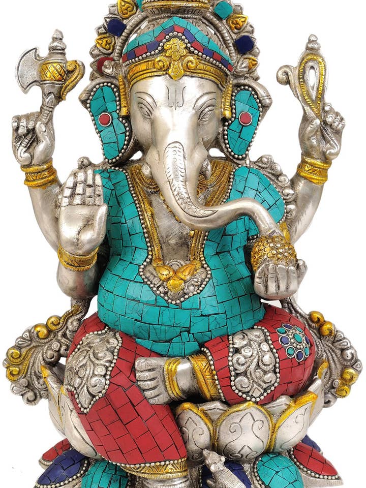 12" Seated Ganesha In Brass | Handmade | Made In India for wholesale by Exotic India Art