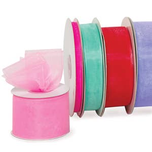 2.5cm Chiffon Ribbon Organza Tape Green Ribbon Bouquet Packaging  Transparent Gift Ribbon Cake Decoration Ribbon