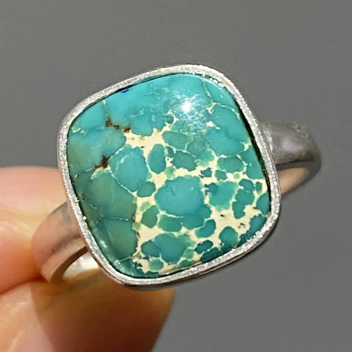Ruwe Turkoois Ring in 925 Zilver | Handgemaakte Natuursteen Sieraden | Unisex Boho Genezing Geschenk voor wholesale door idjewelry