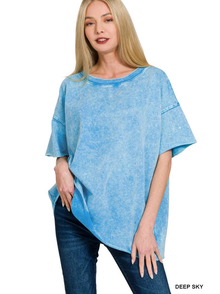 42POPS - Wholesale T-Shirt - Women's - ".._ Washed French Terry Loose fit Top Reg/Plus23