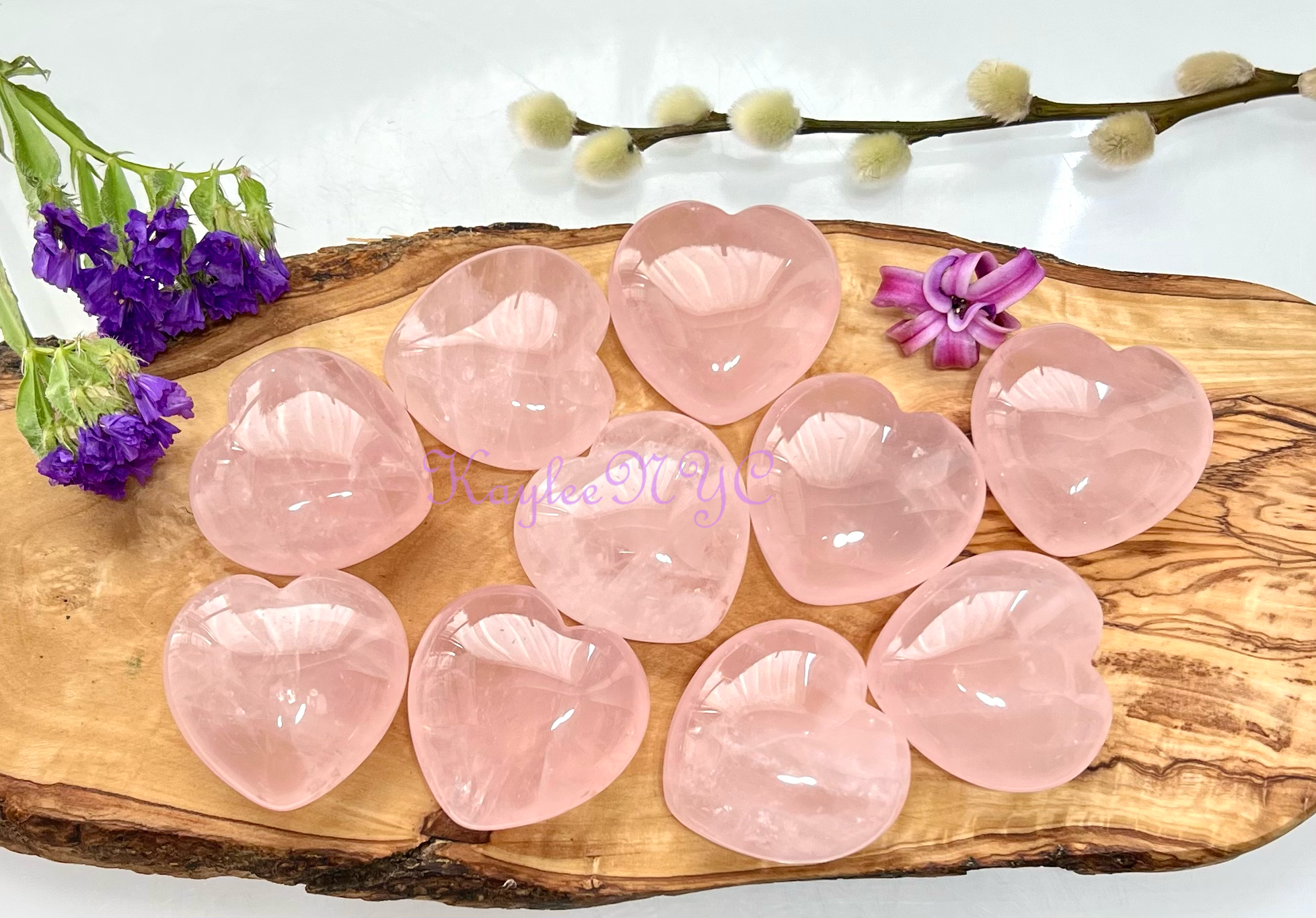 KayleeNYC - Wholesale Spiritual stone/crystal - 40mm Natural Rose Quartz Heart Crystal2