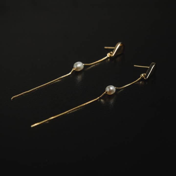 Cultured Pearls Chain Drop oorbellen | Grazi oorbellen voor wholesale door GYS