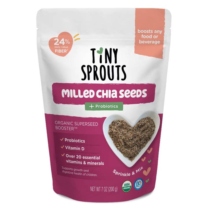 Biologische gemalen chiazaad+vitamine D & probiotica voor wholesale door Tiny Sprouts Foods