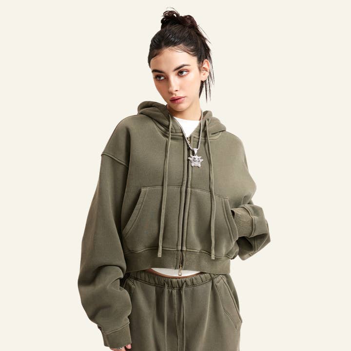 Casaco com Capuz e Fecho Completo para Mulher, Leve por atacado de particleactive