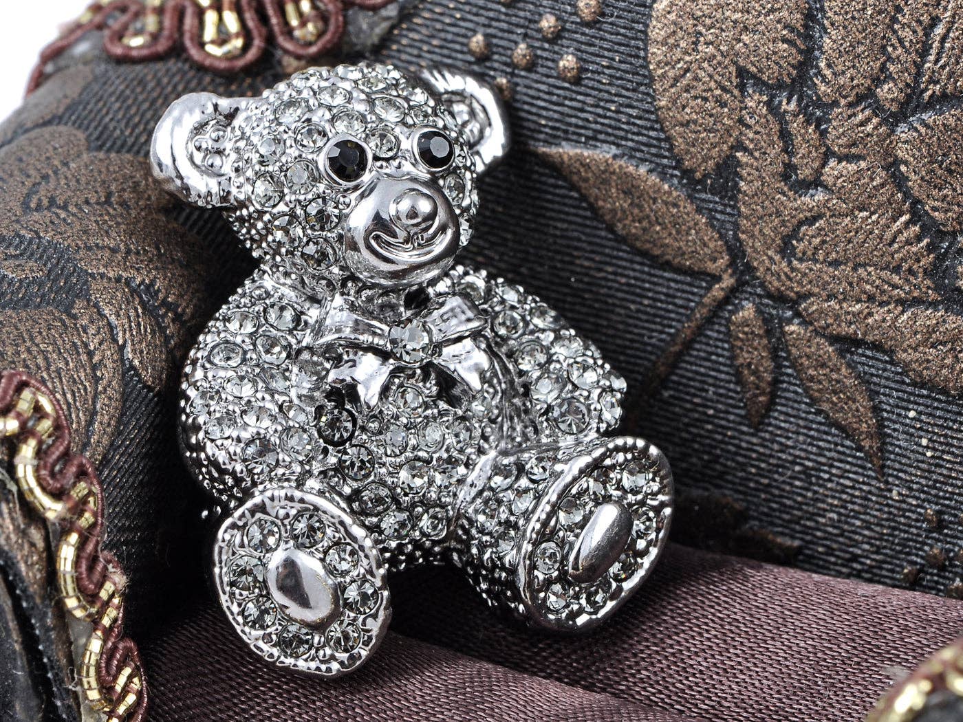 AK Brand - Wholesale Brooch - Valentine Silver Teddy Bear Stuffed Animal Lapel Brooch Pin5