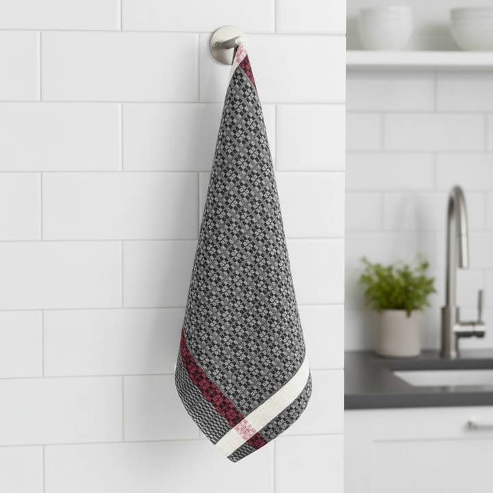 Handwoven Black & White Plaid Kitchen Towel for wholesale by Dandarah (Ships from USA)