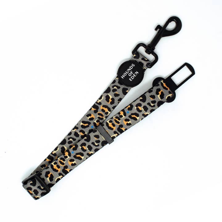 Steel Leopard Car Seat Belt Restraint for wholesale by Hounds of Eden