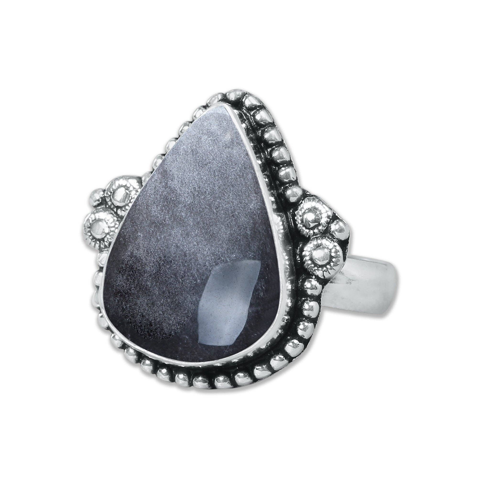 Handmade Jewels - Wholesale Cocktail/statement ring - Silver Sheen Obsidian Rings – Handmade, Silver-Plated, Mystical Glow (Made to Order)18