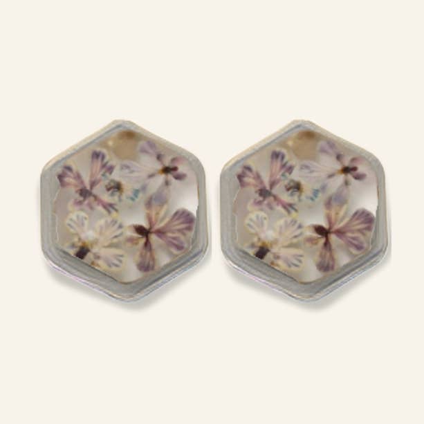 Teeny Weeny Hexagon Lilac Küpe | Rodio per la vendita all'ingrosso da parte di fioreldesign
