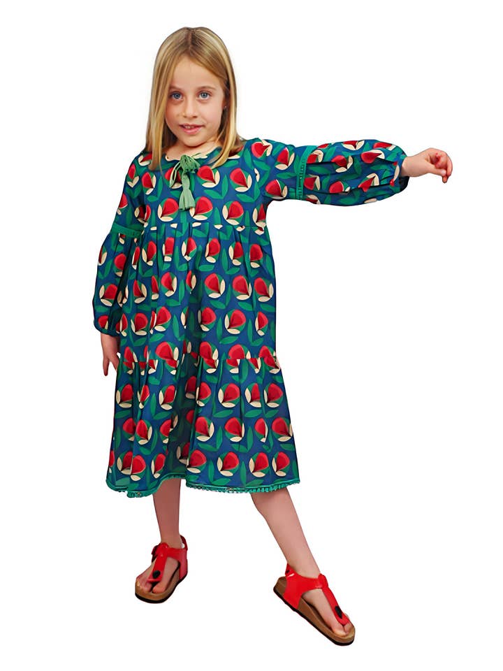 Girls handmade floral tunic for wholesale by Kalimera Clothing Athens