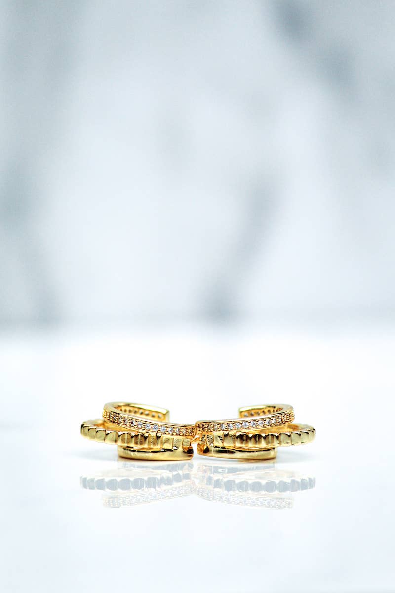 Native Gem - Wholesale Huggie Earrings - TRIPLE THREAT HUGGIES- 14K GOLD VERMEIL2