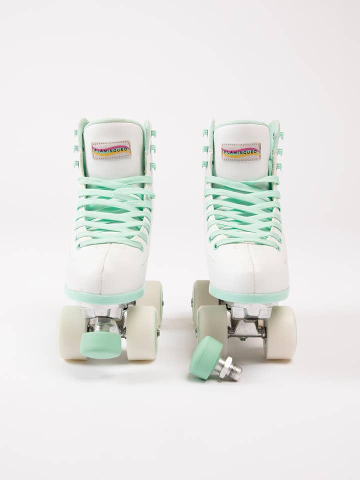 Flamingueo - Venta al por mayor Patines de ruedas - Mujer - Retro 4-Wheel Skates Unisex Durable White/Blue Color