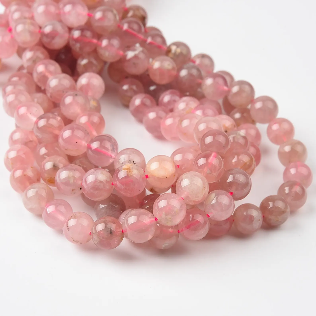 Beads Creation - Wholesale Beads - Rose Quartz Beads Pink Madagascar AAA Round Strand GRN5781