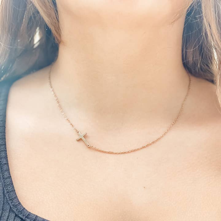 Harris Girls & Co. - Wholesale Pendant/Charm Necklace - "Faith On My Side" Rose Gold Cross0