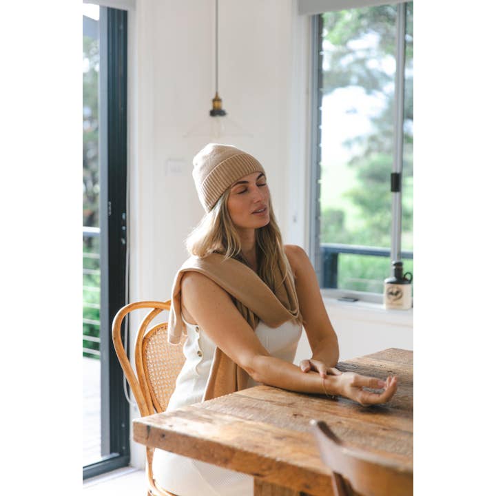 Heirloom Cashmere Australia – Engroshandel Beanie - Dame – Saga Cashmere Beanie - Karamel