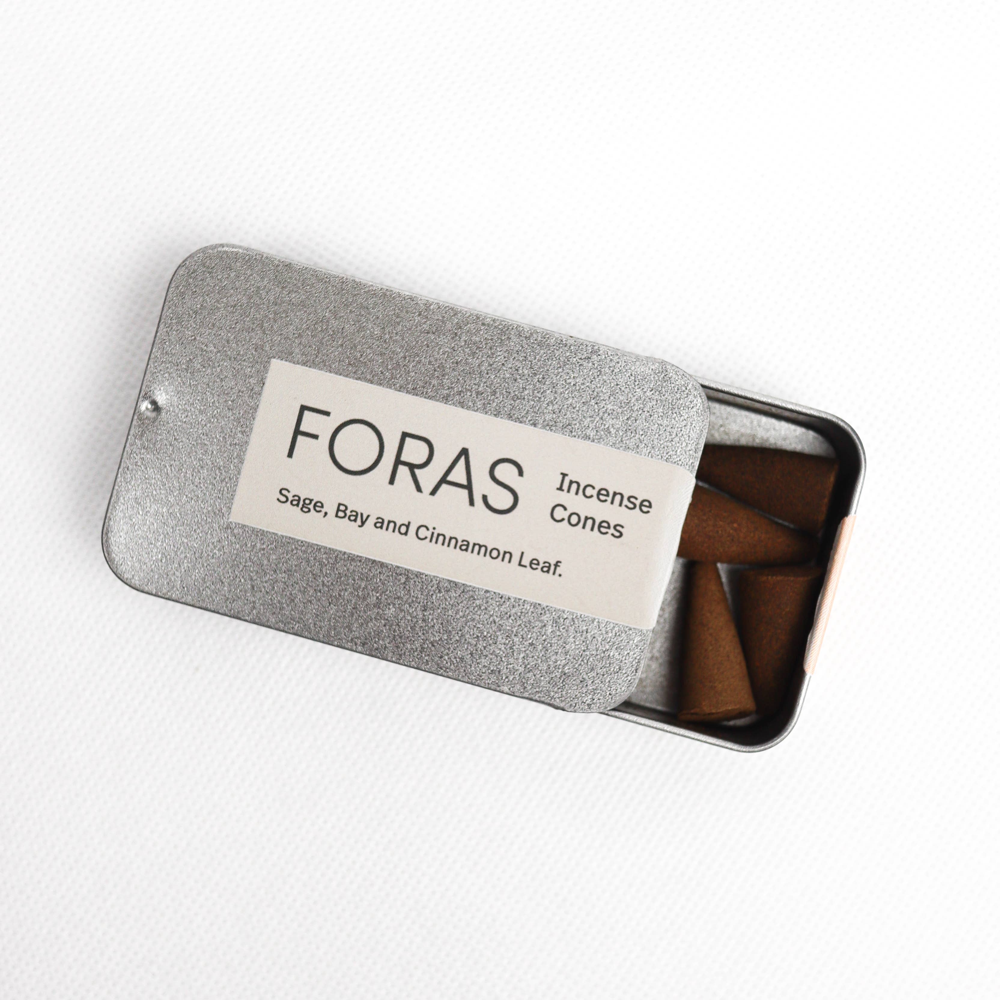Foras Fragrance & Skincare – wholesale Incense – Incense Cones - Sage, Bay and Cinnamon Leaf