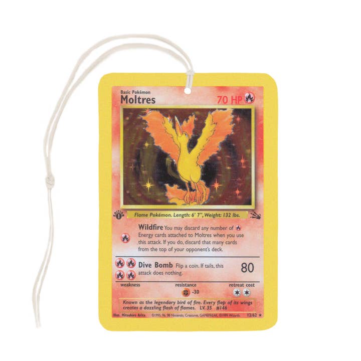 Moltres Pokemon Card Air Freshener for wholesale by Lucky Mfg. Co.