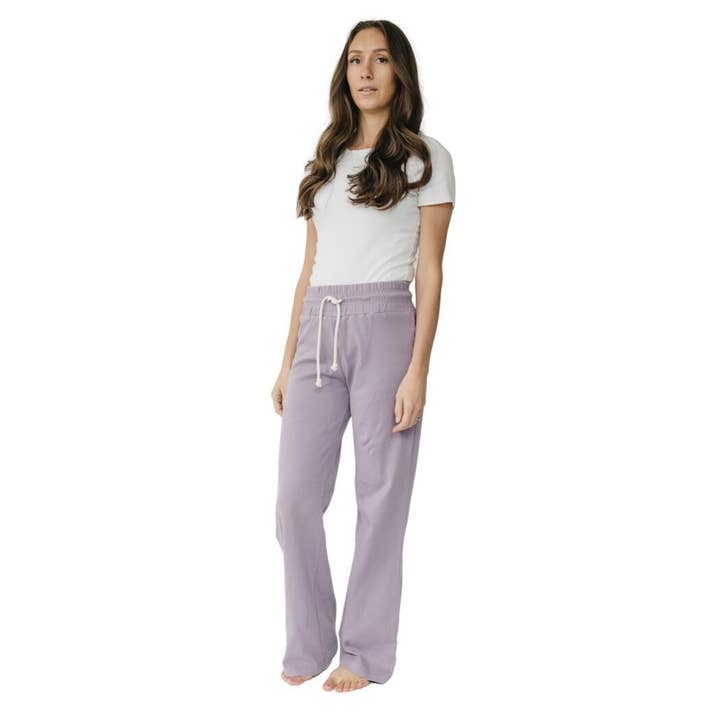 Pantalones de salón de algodón orgánico para adultos - Lavanda para venta al por mayor de Cat & Dogma