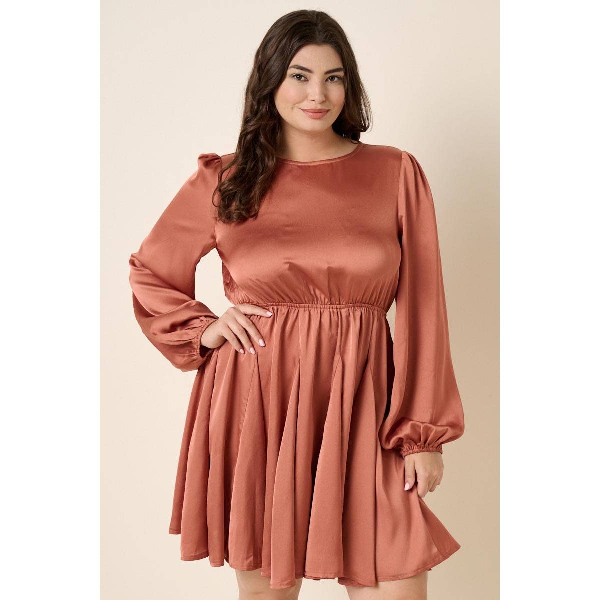 mittoshop - Wholesale Dress - Women's - PLUS SATIN CUT OUT BACK DETAIL MINI DRESS2