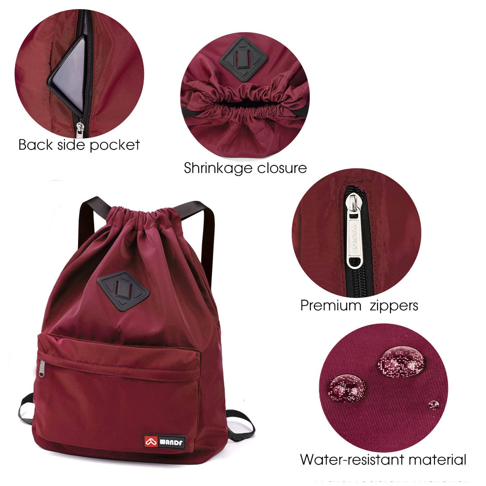 wandf - Wholesale Backpack - Unisex - WF6030 Sport Drawstring Backpack With Shoe Compartment35