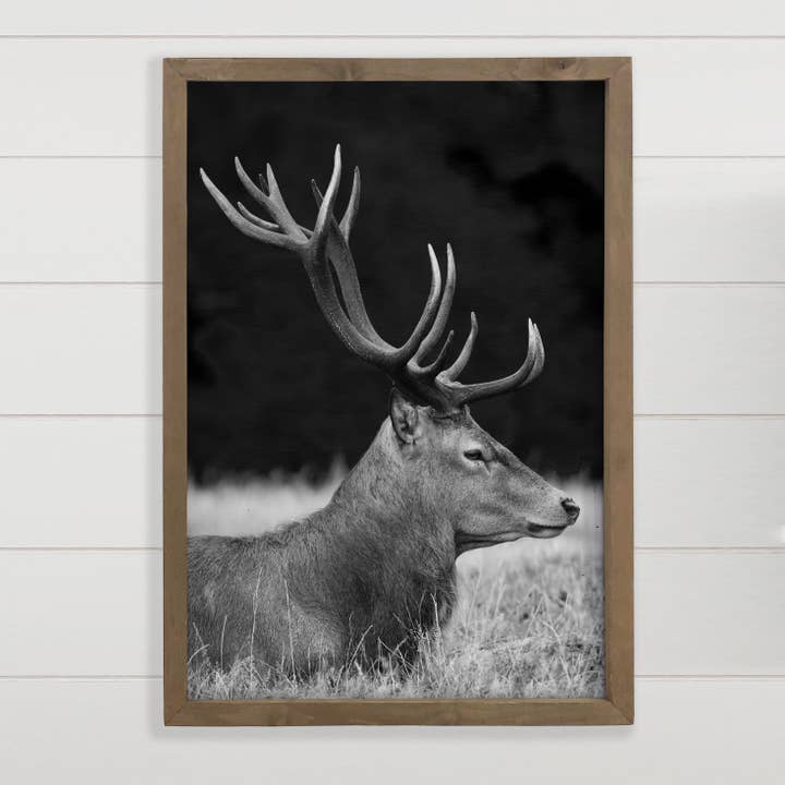 Elk Profile Black and White - Wildlife Photography - Framed for wholesale by Hangout Home