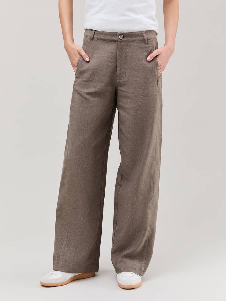 Womens Roma Work Pant - Cotton Linen Twill - Porcini for wholesale by Andie Swim