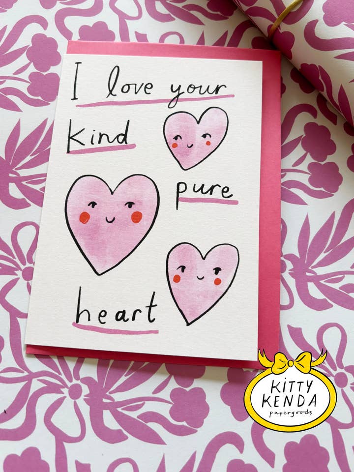 Kind Pure Heart Eco Greeting Card for wholesale by Kitty Kenda Papergoods