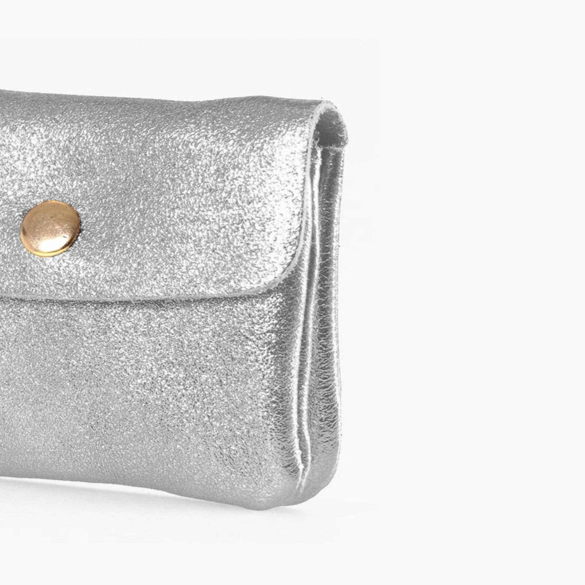 Sarta Pelle - Wholesale Portemonnee - Dames - Macie Italiaanse Leren Kleine Portemonnee - Zilver, Metallic1