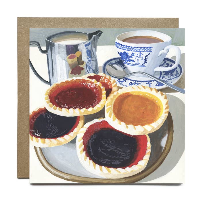 Jam Tarts Fine Art Square Greetings Card (Blank Inside) for wholesale by Julia Tooley Art