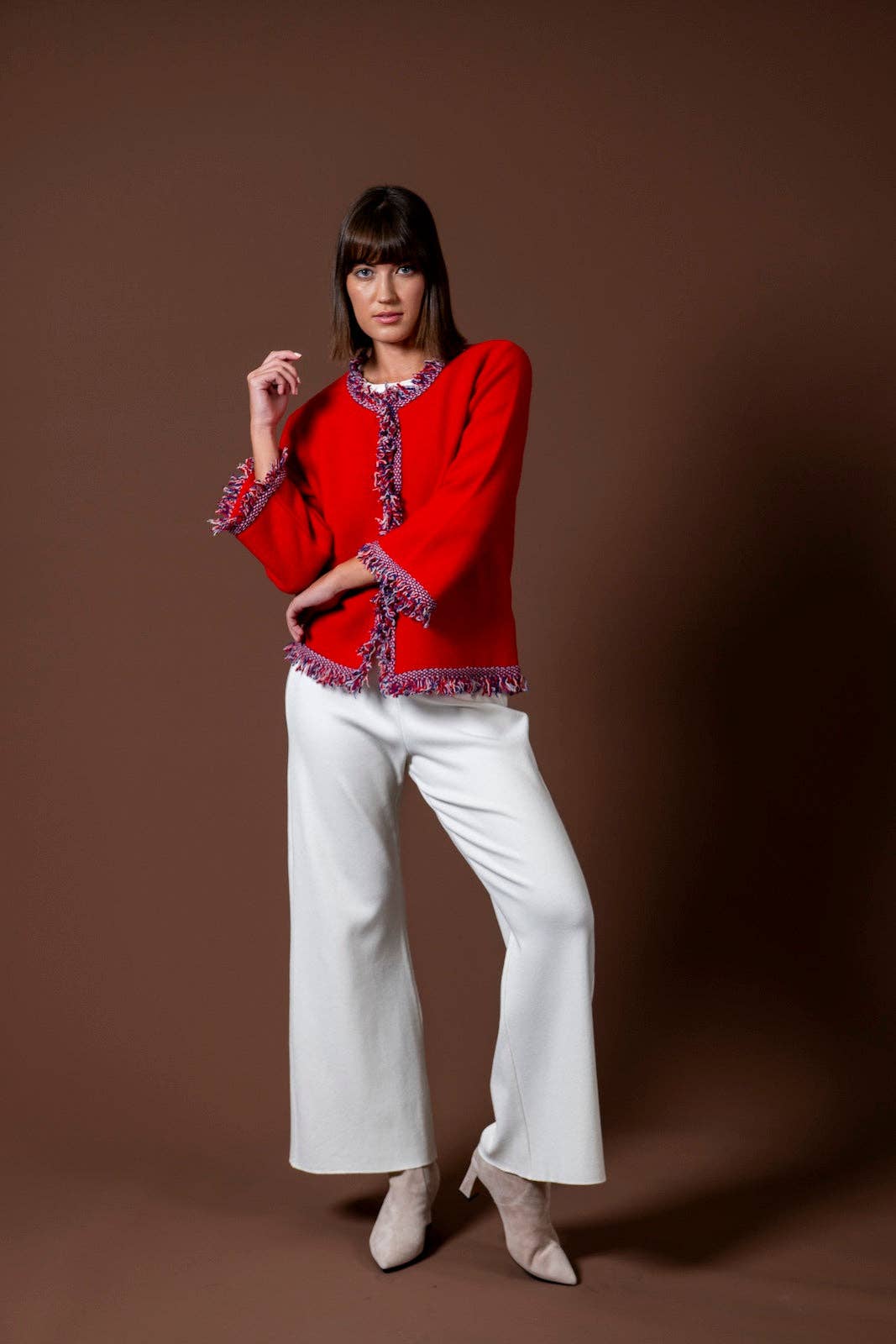 Biana - Wholesale Jacket - Women's - Rita Fringe Jacket ; Red6