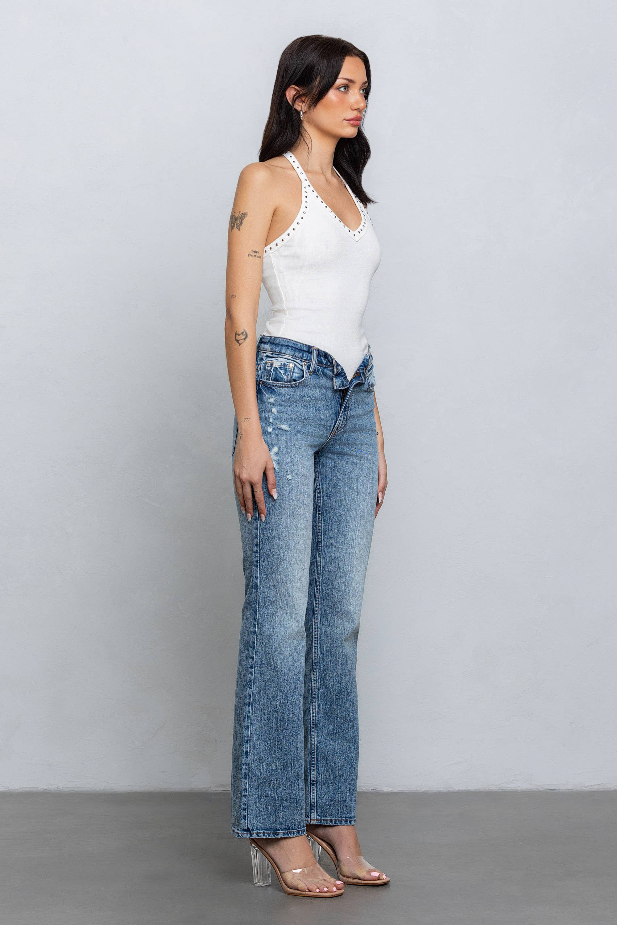 No Vacancy - Wholesale Tank Top - Women's - Studded v-neck ribbed tank top2