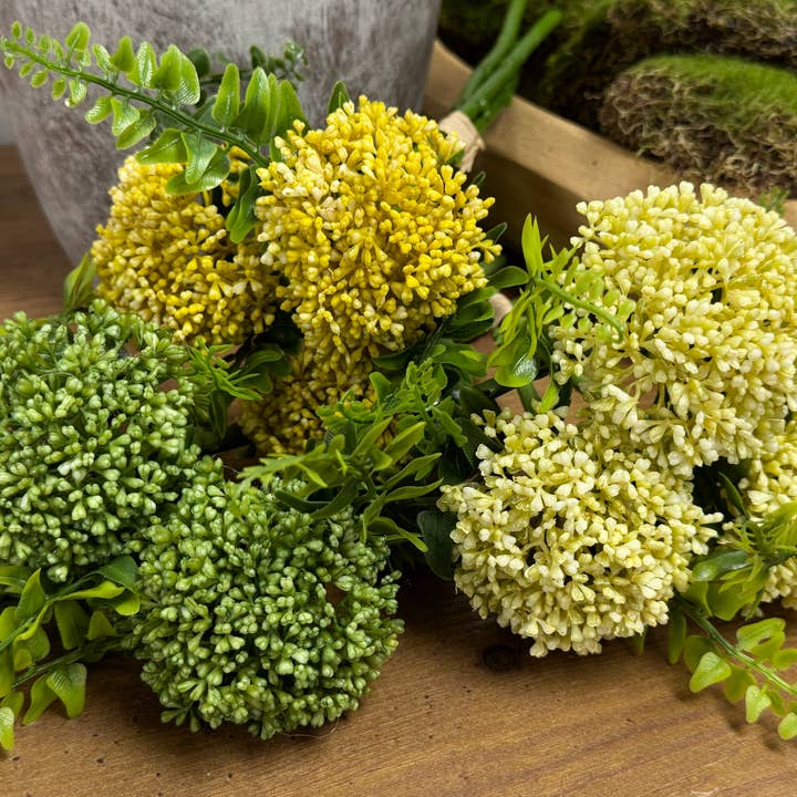 Angel Isabella - Wholesale Artificial Flowers - Pack of 3-Artificial Soft Plastic Berry Sedum Stems5